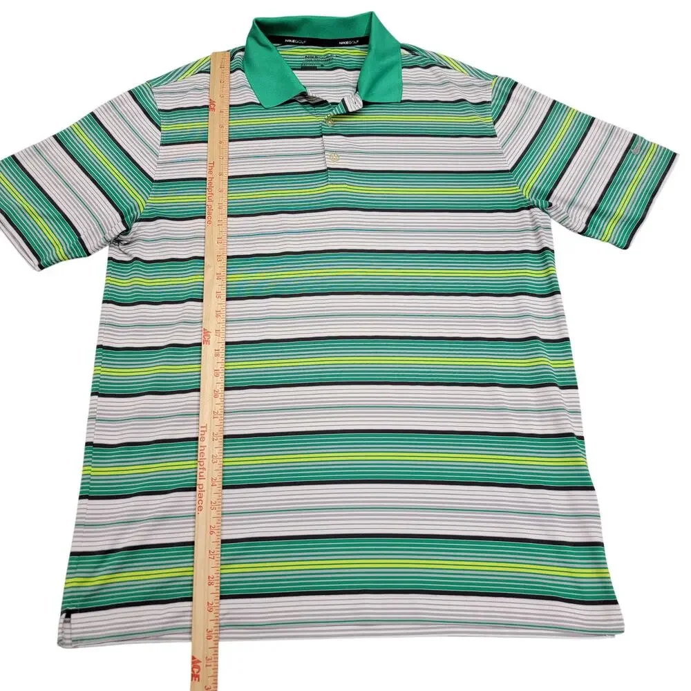Nike Golf Tour Performance Dri-Fit Polo Shirt Mens Large L Green Striped